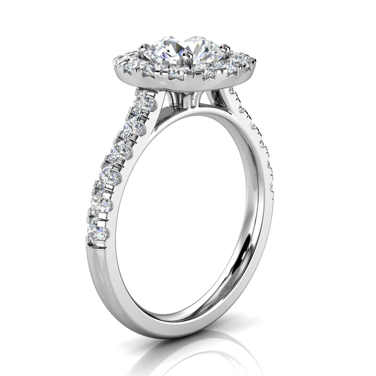 14K White Gold Queen Halo Lab Grown Diamond Ring (2/3 ct. tw)
